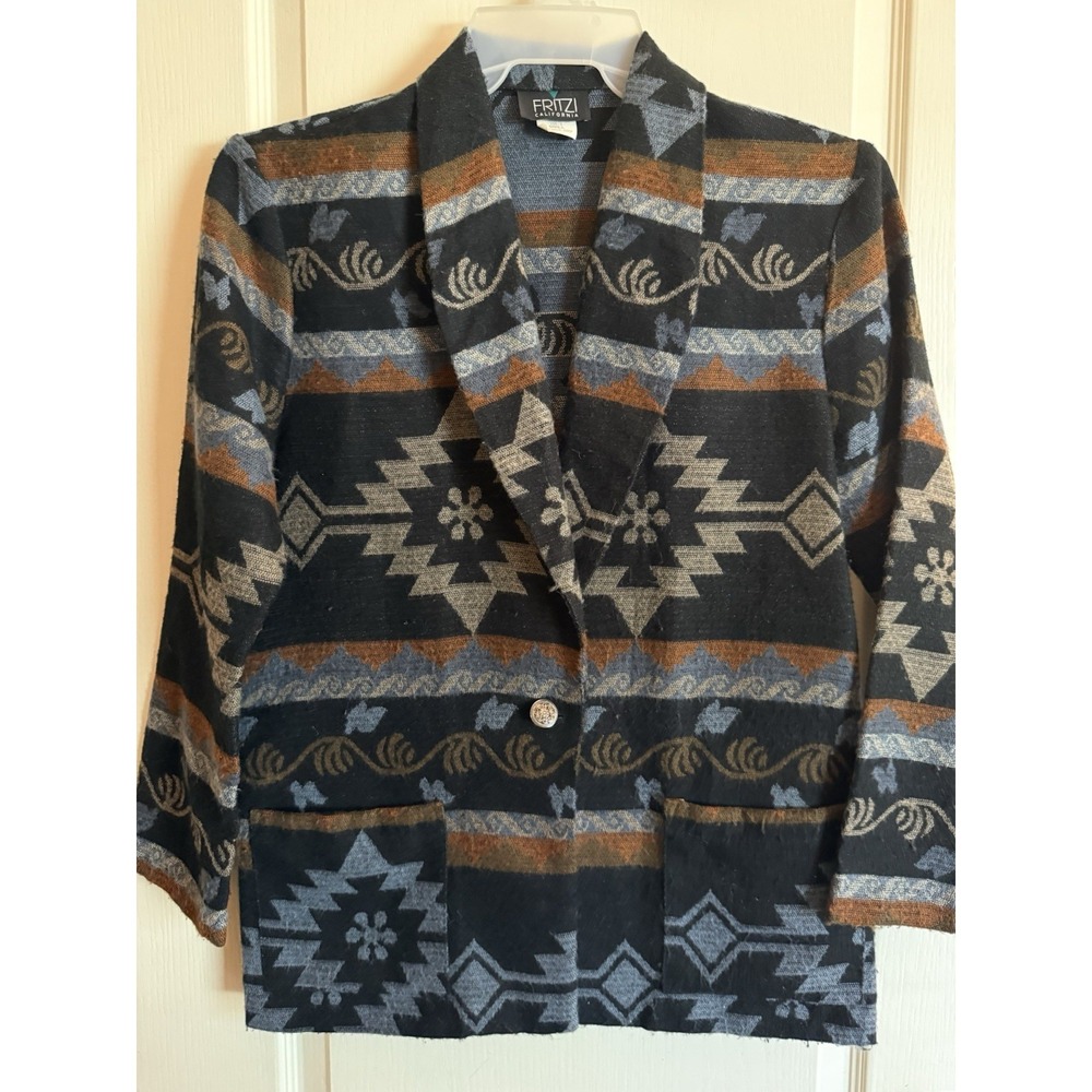Vintage Fritzi California Southwestern Aztec Cardigan Jacket Women's Small USA